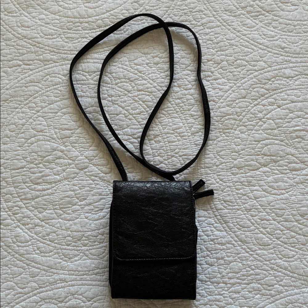 Black Faux Leather Crossbody Purse